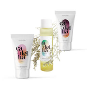 Ensemble comprenant gel exfoliant, masque à l'argile et huile nettoyante non grasse